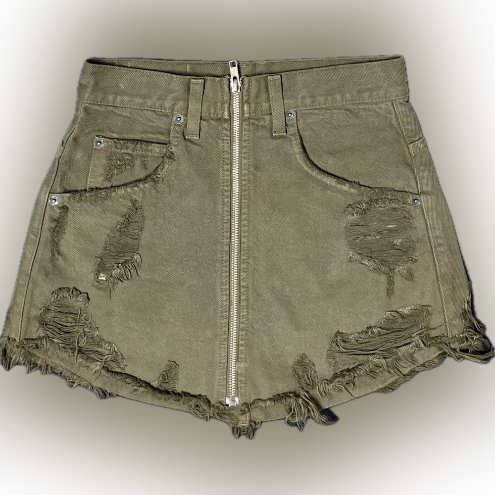Carmar Los Angeles Green Skirts High-Waisted Distressed